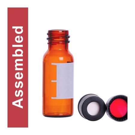 Cp Lab Safety. Wheaton MicroLiter 2ML Amber Screw Thread Vial Kit, Marking Patch, PTFE Septa, 100 pk 08-2210K-A